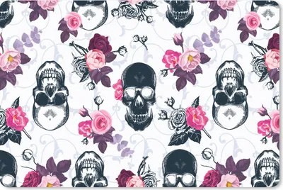Produktbild von MuchoWow® Mauspad Mousepad Teens - Totenkopf - Rose - Muster 27x18 cm - Mousepads - Maus Mat - Pad - Mausunterlage - Büroartikel - Desk Matten