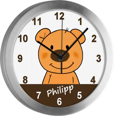 Produktbild von Kinderzimmer Funkwanduhr, Funkuhr Wanduhr Kinder, Teddy Bär 25 cm