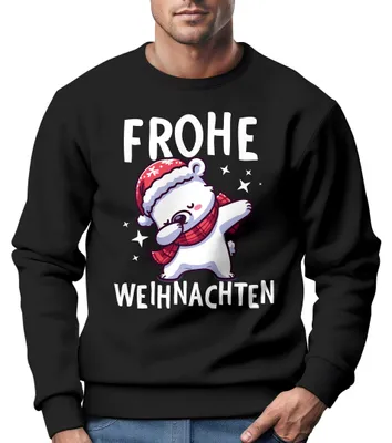Produktbild von Sweatshirt Herren Frohe Weihnachten Weihnachtspullover Lustig Dabbing Weihnachtsmotiv Ugly XMAS Sweater Moonworks® Eisbär Dab schwarz 3XL