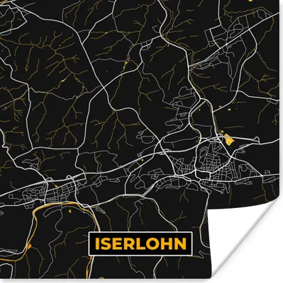 Produktbild von MuchoWow® Poster Gold - Deutschland - Karte - Stadtplan - Iserlohn 75x75 cm - Wand Dekoration
