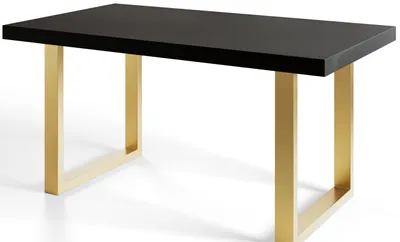 Produktbild von Esstisch Ausziehbar Loft-U, Moderner Wohnzimmertisch 120-220x80x77 cm, Schwarz  mit Metallbeinen in Gold
