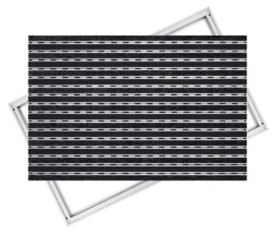 Produktbild von POLENTEX Aluminium Fußmatte für Türen, 75x50 cm, 17 mm Profilhöhe, Gummi + Rips, Farbe: Schwarz, für Innenbereiche