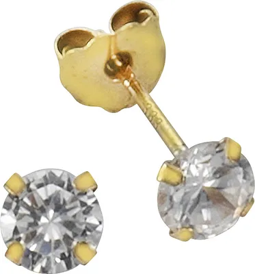 Produktbild von F Ohrstecker 333/- Gold 0,4cm gelb Zirkonia Weiß 216320037
