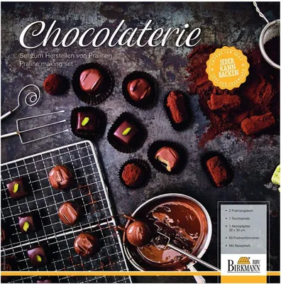 Produktbild von Birkmann Chocolaterie Pralinenset, 5-tlg., Pralinen Set, Abtropfgitter, Pralinenwerkzeug, Edelstahl, 410862
