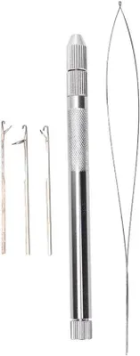 Zdjęcie produktu dla 10 sztuk mikro-nożyczek do przedłużania włosów – łatwe w użyciu, z aluminiową rączką i wężem powietrznym ze stali nierdzewnej – w zestawie 3 szpilki do włosów i nić