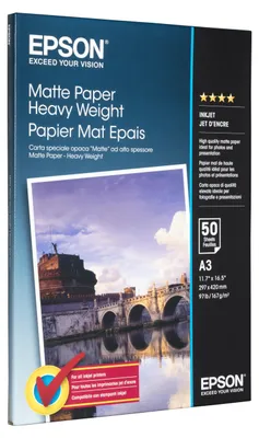 Produktbild von Epson Matte Paper - Heavy Weight A 3, 50 Blatt, 167 g    S 041261