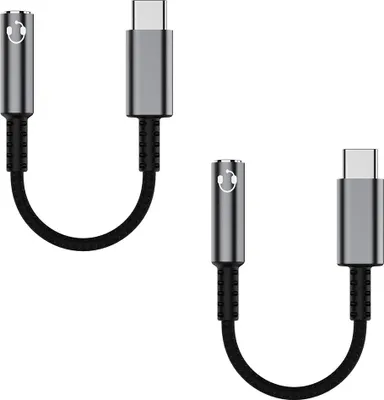 USB-C-auf-3,5-mm-Klinkenbuchse-Kopfhöreradapter (2er-Pack), USB-Typ-C-auf-Aux-Audio-Dongle-Kabel mit DAC-Chip,grey