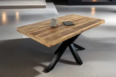 Produktbild von Esstisch 140x80cm Mangoholz gerade Kante Spider-Gestell schwarz RIO