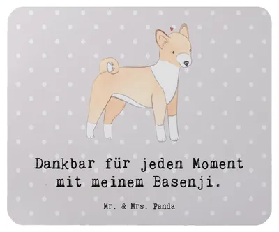 Produktbild von Mr. & Mrs. Panda Mouse Pad Basenji Moment - Grau Pastell - Geschenk, laptop mauspad, Kongo-Terrier, pc mousepad