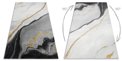 Produktbild von Exklusiv EMERALD Teppich 1017 glamour, stilvoll Marmor schwarz / gold Grau 80x150 cm