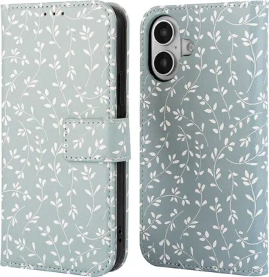 Produktbild von imoshion Design Klapphülle iPhone 16 - Smoke Green Flowers