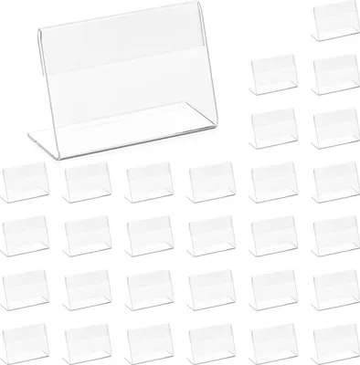 Produktbild von 30 Stück Acryl Etikettenhalter, Klein Namenskarten Halter Visitenkarten Display für Büro Schulen Shop Einkaufszentren (6 x 4 cm)