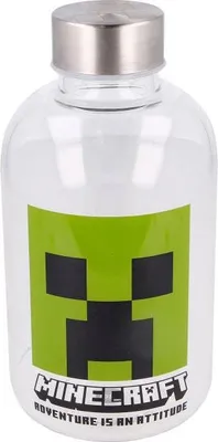 Zdjęcie produktu dla Szklana butelka 620 ml dla graczy i kolekcjonerów Minecrafta
