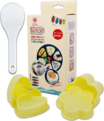 Produktbild von 3-teiliges Sushi Maker Set - Herzform - Blumenform - Onigiri Reisball Reisform für Bento mit Reislöffel