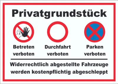 Produktbild von Privatgrundstück Parken verboten Aufkleber A9 (37x52mm)