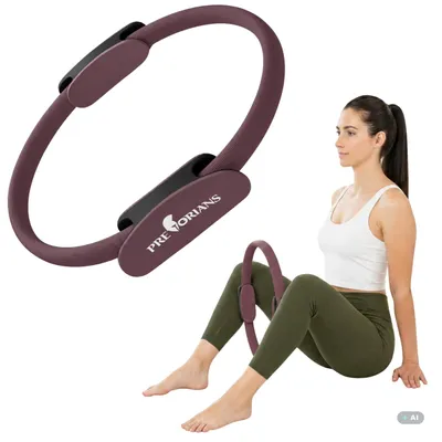 Produktbild von Pilates Ring mit Gummi Rutschfeste Doppelgriff 36 cm Yoga Fitness Ring bauchmuskeltraining bordeauxrot