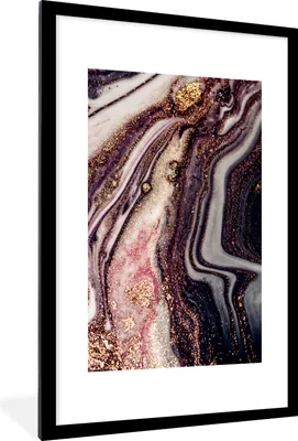 Produktbild von MuchoWow® Gerahmtes Poster Marmor - Rosa - Gold - Glitzer - Marmoroptik 60x90 cm - Poster mit Schwarzem Bilderrahmen Wandposter Rahmen Foto Bilder - Dekoration - Wandposter Wohnzimmer - Hochwertig
