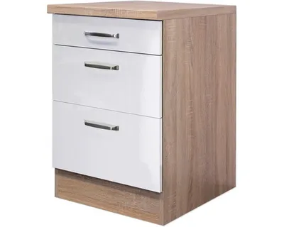Produktbild von Flex Well Auszugunterschrank Valero BxTxH 60 x 60 x 85 cm weiß hochglanz zerlegt Anschlag reversibel 00011419