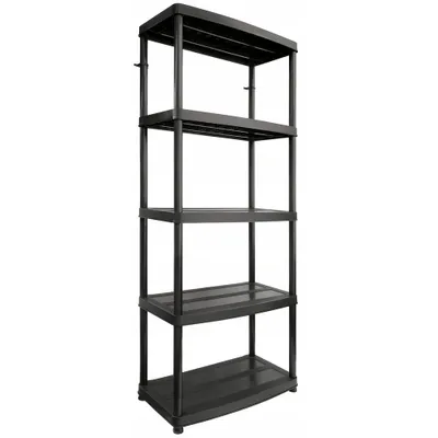 Obrázek produktu pro Drabest | Skladové regály - Sklepní regály - Plastový regál 180x74x40 cm - Černý - Vysoká nosnost 250 kg - Stabilní a odolný