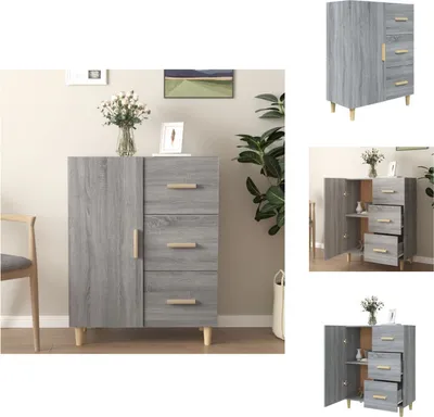 Immagine prodotto di vidaXL Credenza Grigio Sonoma 69,5x34x90 cm Materiale a base di legno - Credenze
