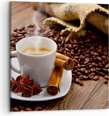 Produktbild von Bild auf Leinwand - Leinwandbild - Kaffee schwarz Frühstück Schokolade - 70x70cm - Wand Bild - Wanddeko - Leinwanddruck - Bilder - Kunstdruck - Leinwand bilder - Wandkunst - AC70x70-2152