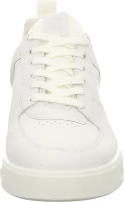 A front view of a white sneaker.