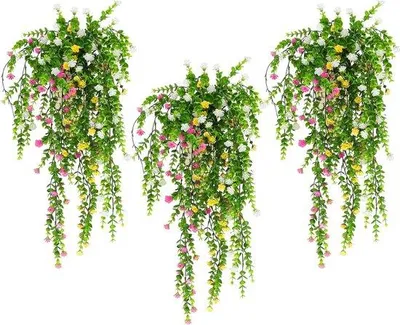 Produktbild von Famanu Hängende Kunstblumen 3 Stück - Weiß, Gelb, Rosa