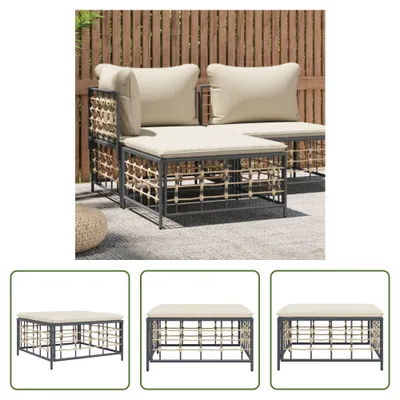 Produktbild von The Living Store Gartenhocker mit Beige Kissen Poly Rattan