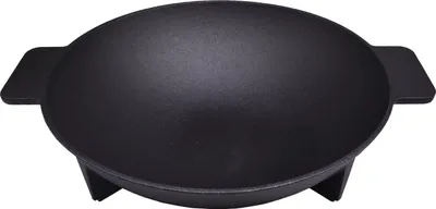 Produktbild von Gusseisen Wokpfanne Ø 34 cm mit zwei Haltegriffen für Herd, Backofen & Grill