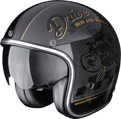 Zdjęcie produktu dla Kask Jet Cafe Racer SCORPION BELFAST EVO CARBON ZIPPY Black Gold rozmiar L