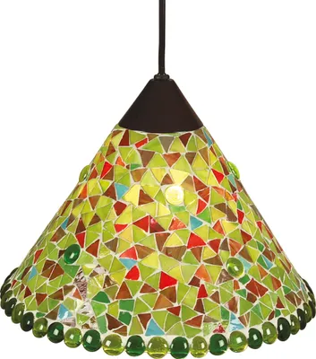 A close-up shot of a mosaic pendant light.
