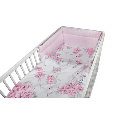 Produktbild von Cosing 3 -Stück -Bettwäsche - Pfingstrosen mit Flamingos rosa