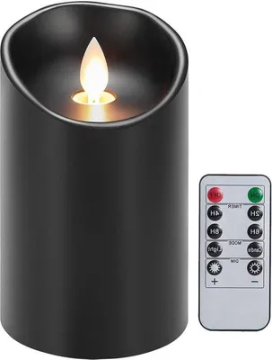 Produktbild von LED-Pfannenlampen batteriebetriebene LED-Stangenlampen fernbedienbare LED-Stangenlampen flackernde LED-Wachskerzen schwarze Wachskerzen mit Zeitfunktion Weihnachts- Halloween-Partydekoration 75 cm