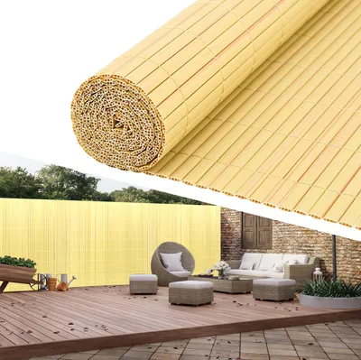 Obrázok produktu pre Clanmacy zástena na ochranu súkromia PVC plot vetrolam pre záhradný balkón a terasu, bambus 1,4 x 3 m