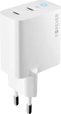 Produktbild von Forever Netzladegerät GaN PD QC TC-06-65CC 2x USB-C 65W weiß
