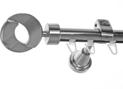 Produktbild von Innenlauf Edelstahl Look Gardinenstange 20mm Wandträger 1-läufig Ring, Länge wählbar H50 E83 I