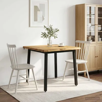 Produktbild von Möbel 80 x 80 x 75 cm Massivholz Akazie Weiß und Schwarz Quadratisch - Esstische &4969