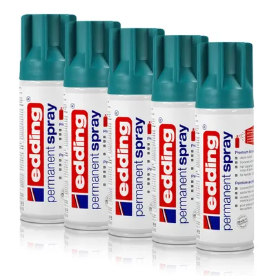 Produktbild von 5x edding Permanent Spray petrol matt 200 ml Premium Acryllack Spraydose