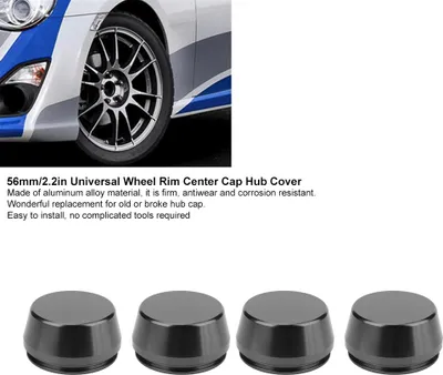 Image de 4 pièces 56 mm/2,2 pouces Enjoliveur universel pour jante de roue Cache-moyeu Pièce modifiée en aluminium (noir)