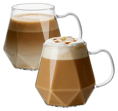 Glaskaffeetassen 300 ml, 2er-Set, Borosilikat, hitzebeständig