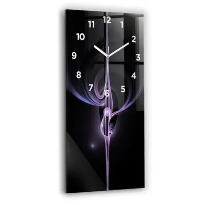 Produktbild von Wallfluent Wanduhr – Stilles Quarzuhrwerk - Uhr Dekoration Wohnzimmer Schlafzimmer Küche - Zifferblatt - weiße Zeiger - 30x60 cm - Lila Abstraktion