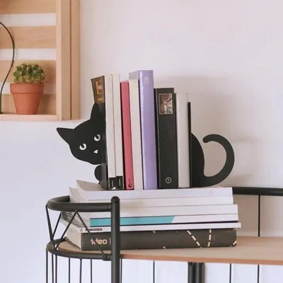 Produktbild von Famanu Bücherständer Katzen Design - Schwarz, 2 Stück aus Metall