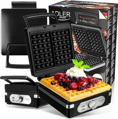Obrázek produktu pro Waflovač 2000 W XXL: Velký, pro přípravu křupavých a nadýchaných vafli, robustní provedení