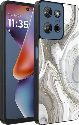 Produktbild von Smartphonica Handytasche passend für Motorola Moto G 2025 mit Marmordruck - TPU Rückseite Abdeckung Fall Marmor Design - Silber