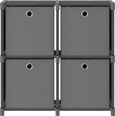 Obrázek produktu pro vidaXL Police z kostek se 4 boxy šedá 69x30x72,5 cm látka