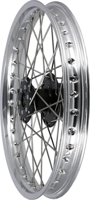 Zdjęcie produktu dla Kolo szprychowe 1,5 x 16 "do hamulca tarczowego, piasta czarna, polerowana aluminiowa obrecz, anodowane, szprychy ze stali nierdzewnej - Simson S53