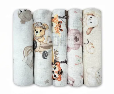 Produktbild von DOLCE SONNO Premium Tetra & Flanell Spucktücher – 5 Stück – 70x80 cm – Weich & saugstark – 100% Baumwolle – Baby Spucktuch Set 1