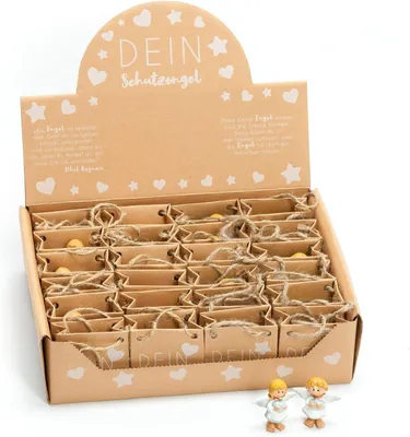 Produktbild von 24 x kleine Schutzengel in Tüte I Gastgeschenk I Glücksbringer I Geschenke für Gäste (Weiß / Grau)