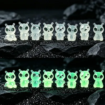 8 Waldgeister-Tuindekos, 2,6×1,5 cm, leuchtende Harzfeen, grün