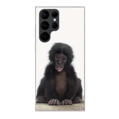 Produktbild von MuchoWow® Handyhülle Schutzhülle Hülle für Samsung Galaxy S22 Ultra Kind - Affe - Schimpanse - Babytiere - Jungen - Mädchen Silikon Softcase Handy Hülle - Abbildung
